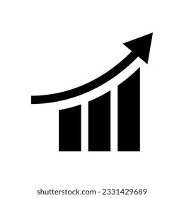 Increasing bar graph silhouette icon. Growth graph. Vector.