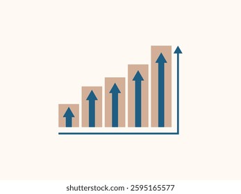 Increasing Bar Graph with Upward Arrow Showing Business Growth