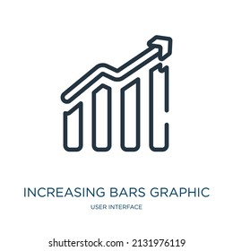 increasing bars graphic thin line icon. data, profit linear icons from user interface concept isolated outline sign. Vector illustration symbol element for web design and apps.