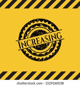 Increasing black grunge emblem with yellow background. Vector Illustration. Detailed.