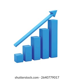 Increasing blue bar chart simple data visualization graph vector illustration