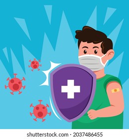Incremento de la inmunidad corporal tras la inyección de la vacuna de virus de la corona.