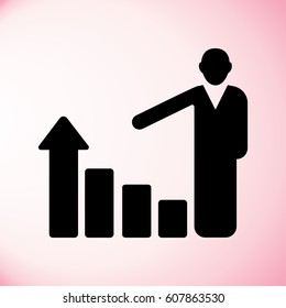Increasing business man graph icon.