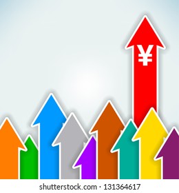 Increasing currency abstract vector arrows background