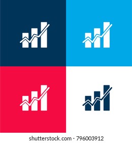 Increasing data graphic four color material and minimal icon logo set in red and blue