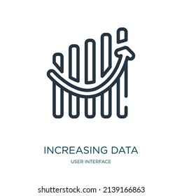 increasing data thin line icon. data, business linear icons from user interface concept isolated outline sign. Vector illustration symbol element for web design and apps.