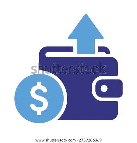 Increasing financial growth with wallet and dollar sign symbolizing prosperity and investment