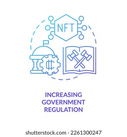 Increasing government regulation blue gradient concept icon. Transactions protection. Promising NFT trend abstract idea thin line illustration. Isolated outline drawing. Myriad Pro-Bold font used