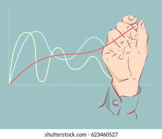 Increasing graph on virtual screen vector illustration