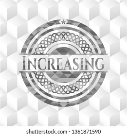 Increasing grey emblem with cube white background
