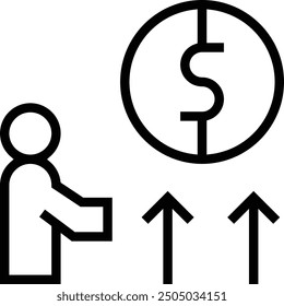 increasing icon. Thin linear style design isolated on white background