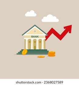 Increasing of interest rates, business profit growth. Flat vector illustration