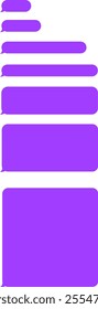Increasing lengths of empty message bubbles create a visual representation of longer messages being typed during a digital conversation, highlighting communication in online chats