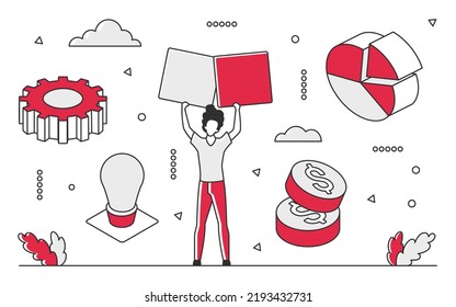 Increasing money chart. Financial forecasting data and analysis research statistics monocolor vector illustration