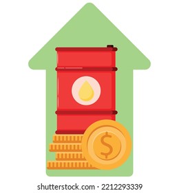 Increasing of oil price icon. Subtable to place on gasoline, oil, economic, etc.