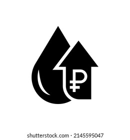Increasing oil price in ruble icon design isolated on white background. Vector illustration