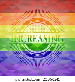 Increasing on mosaic background with the colors of the LGBT flag