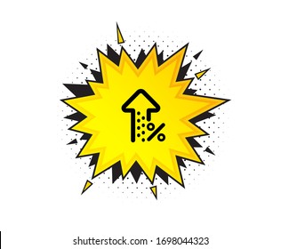 Increasing percent icon. Quote speech bubble. Discount sign. Credit percentage growing symbol. Quotation marks. Classic increasing percent icon. Vector