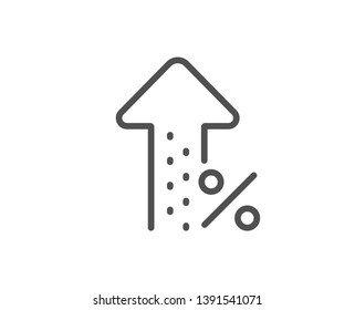 Increasing percent line icon. Discount sign. Credit percentage growing symbol. Quality design element. Linear style increasing percent icon. Editable stroke. Vector