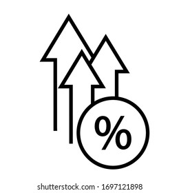 Increasing percent vector icon. Arrows up illustration sign. deposit symbol.