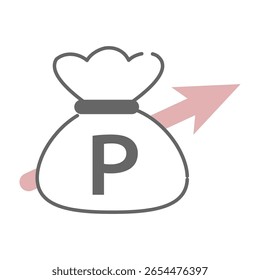 Increasing point bag with upward arrow