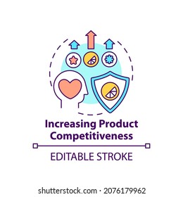 Increasing product competitiveness concept icon. Strong brand benefit abstract idea thin line illustration. Client-centric. Increase brand image. Vector isolated outline color drawing. Editable stroke