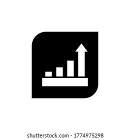 Incremento del gráfico de barras de estadísticas de negocios productivas Icono plano negro aislado ilustración vectorial sobre fondo blanco