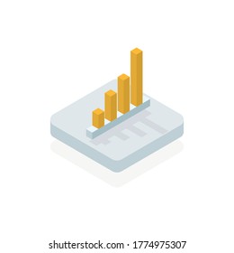 Increasing productive business statistic bar chart isolated isometric 3d vector illustration on white background