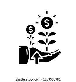 Increasing profit black icon, concept illustration, vector flat symbol, glyph sign.