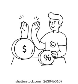 Increasing profit vector outline illustrations. EPS 10 file