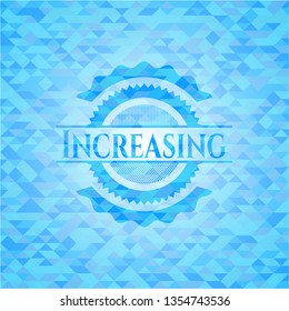 Increasing realistic light blue mosaic emblem