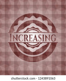 Increasing red badge with geometric pattern background. Seamless.