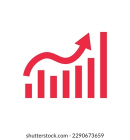 Icono de gráfico de barras rojas en aumento. Vector.