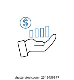 increasing revenues concept line icon. Simple element illustration. increasing revenues concept outline symbol design.
