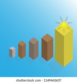 Increasing steps to achieve your target. Vector illustration.