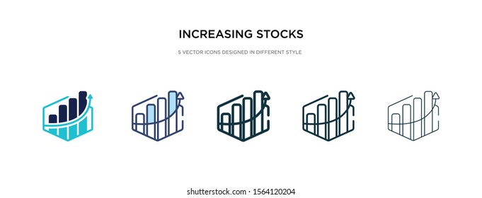 increasing stocks graphic of bars icon in different style vector illustration. two colored and black increasing stocks graphic of bars vector icons designed in filled, outline, line and stroke style