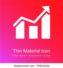 Increasing stocks graphic of bars red and pink gradient material white icon minimal design