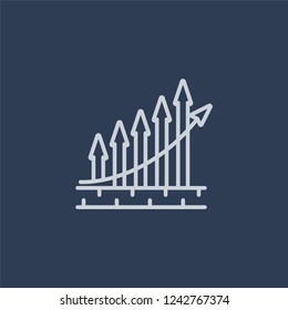 Increasing stocks icon. Trendy flat vector line Increasing stocks icon on dark blue background from Business and analytics collection. 
