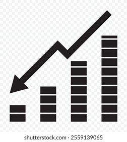 Increasing stocks icon. Trendy flat vector Increasing stocks icon on transparent background from Business and analytics collection. High quality filled Increasing stocks symbol use for web and mobile.