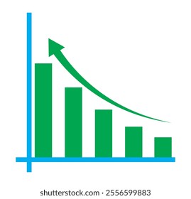 Increasing stocks icon vector. graph increase icon. Financial arrows up. Vector graph with green arrow. Chart with increase Vector 10 EPS.