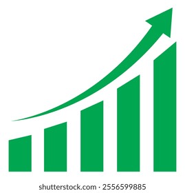 Increasing stocks icon vector. graph increase icon. Financial arrows up. Vector graph with green arrow. Chart with increase Vector 10 EPS.