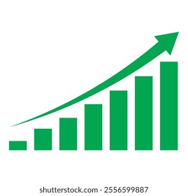 Increasing stocks icon vector. graph increase icon. Financial arrows up. Vector graph with green arrow. Chart with increase Vector 10 EPS.