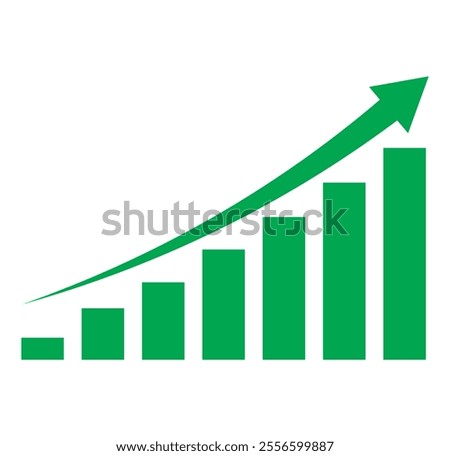 Increasing stocks icon vector. graph increase icon. Financial arrows up. Vector graph with green arrow. Chart with increase Vector 10 EPS.