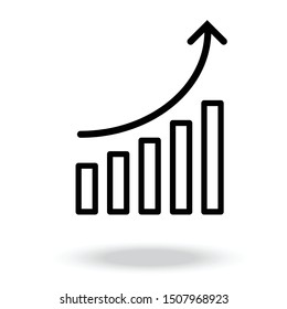 Increasing stocks icon vector.graph increase icon.