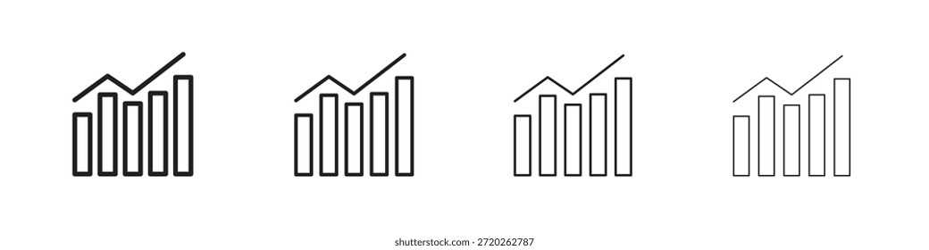 Increasing stocks icons Outline vector symbol sign