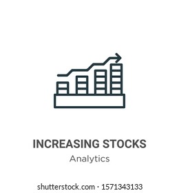 Increasing stocks outline vector icon. Thin line black increasing stocks icon, flat vector simple element illustration from editable analytics concept isolated on white background