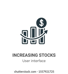 Increasing stocks vector icon on white background. Flat vector increasing stocks icon symbol sign from modern user interface collection for mobile concept and web apps design.