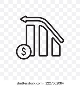 Increasing stocks vector linear icon isolated on transparent background, Increasing stocks transparency concept can be used for web and mobile