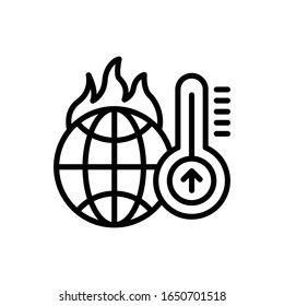 Increasing Temperature Vector Line Style Illustration. Climate Change EPS 10