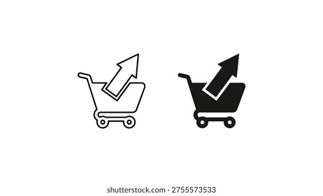 Increasing trends in shopping carts symbolizing growth in e-commerce and retail sales